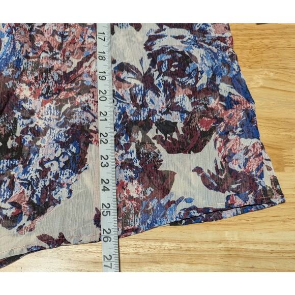 Tahari ASL Sheer Lightweight Ruffled Top Sleeveless Floral Blouse Plus Size 2X - Picture 4 of 11